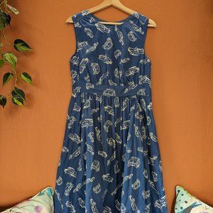Emily and Fin Lucy Dress in Blue Vintage Cars